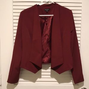 Burgundy asymmetrical blazer